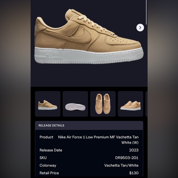 Unisex Nike Air Force 1 Low Premium in Vachetta Tan Leather - Women’s Size 8 - Picture 4 of 7